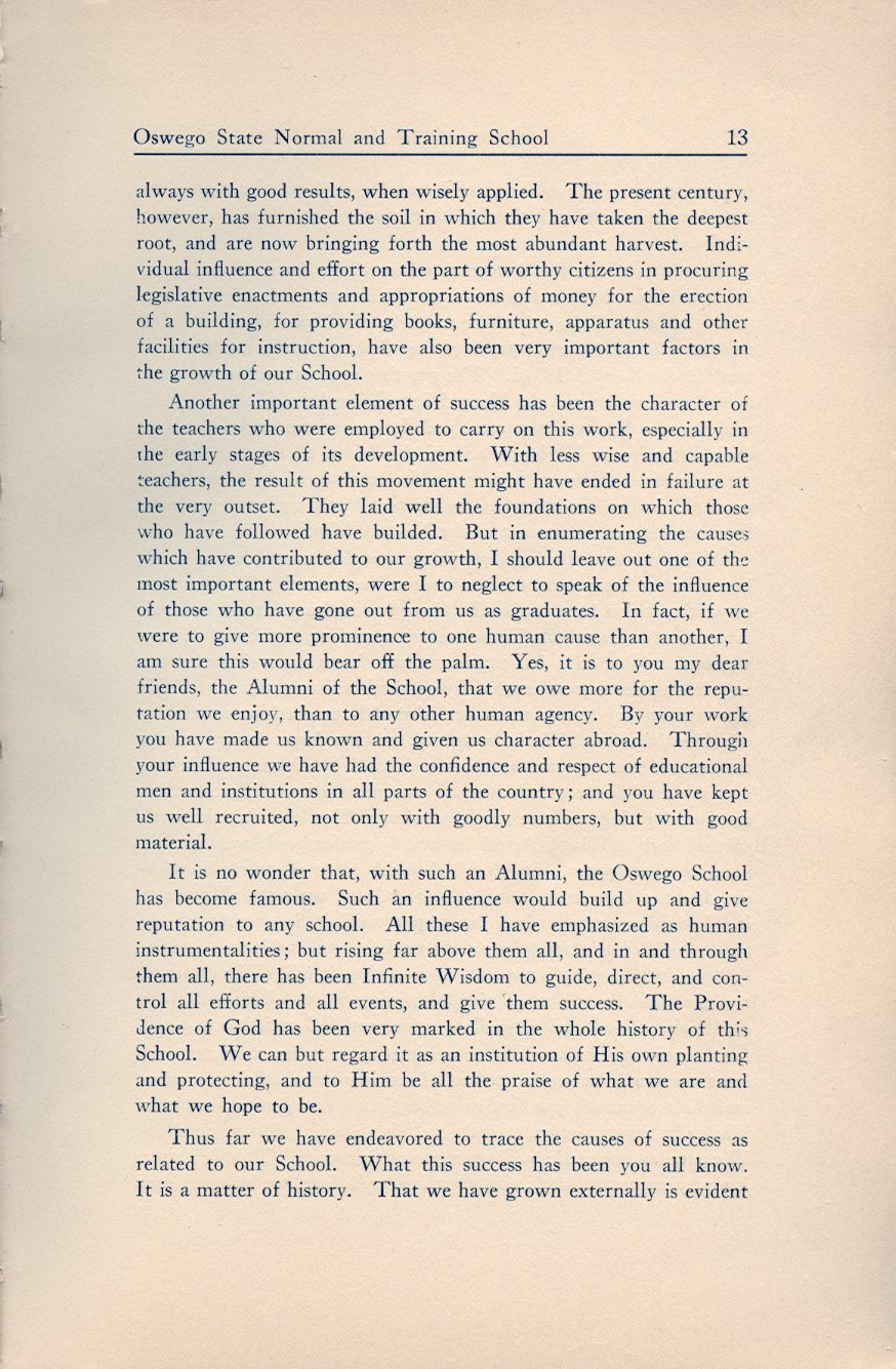 History of the First Half Century of the Oswego State Normal and Training School, 
Oswego, N.Y. - Page 13