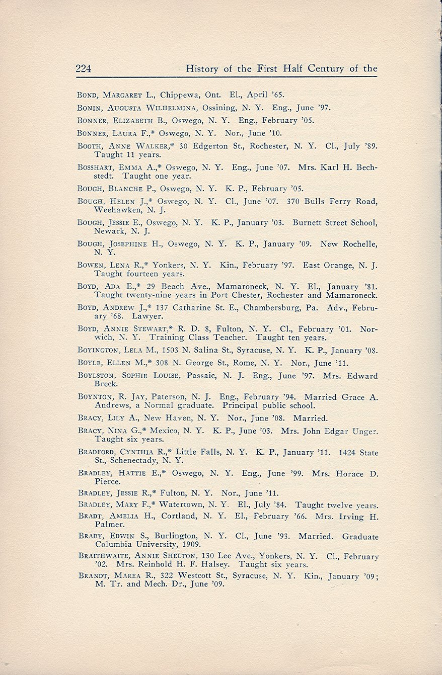 History of the First Half Century of the Oswego State Normal and Training School, 
Oswego, N.Y. - Page 233