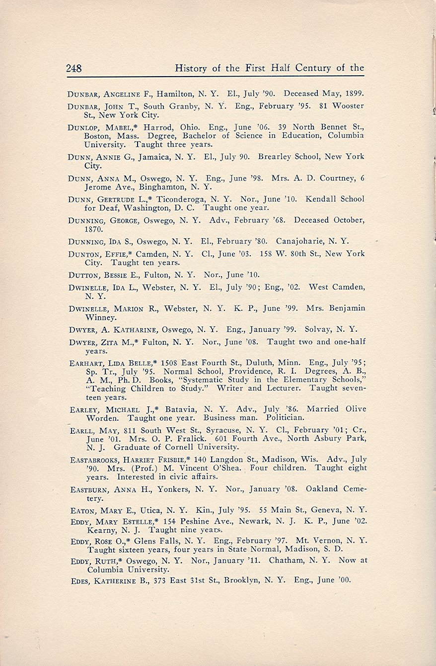 History of the First Half Century of the Oswego State Normal and Training School, 
Oswego, N.Y. - Page 257