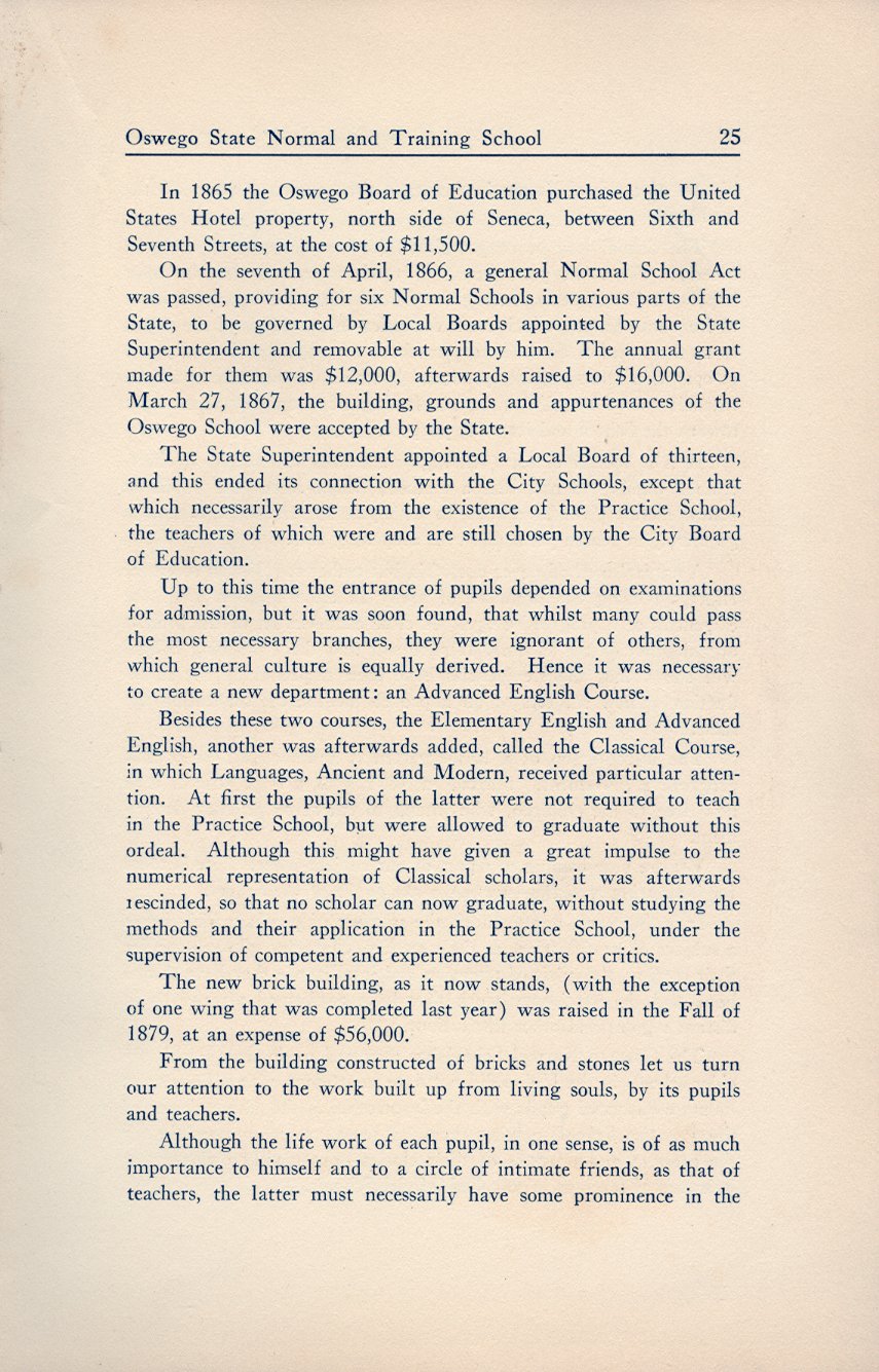 History of the First Half Century of the Oswego State Normal and Training School, 
Oswego, N.Y. - Page 26