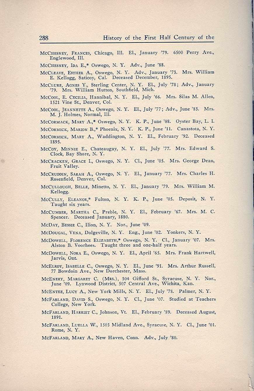 History of the First Half Century of the Oswego State Normal and Training School, 
Oswego, N.Y. - Page 297