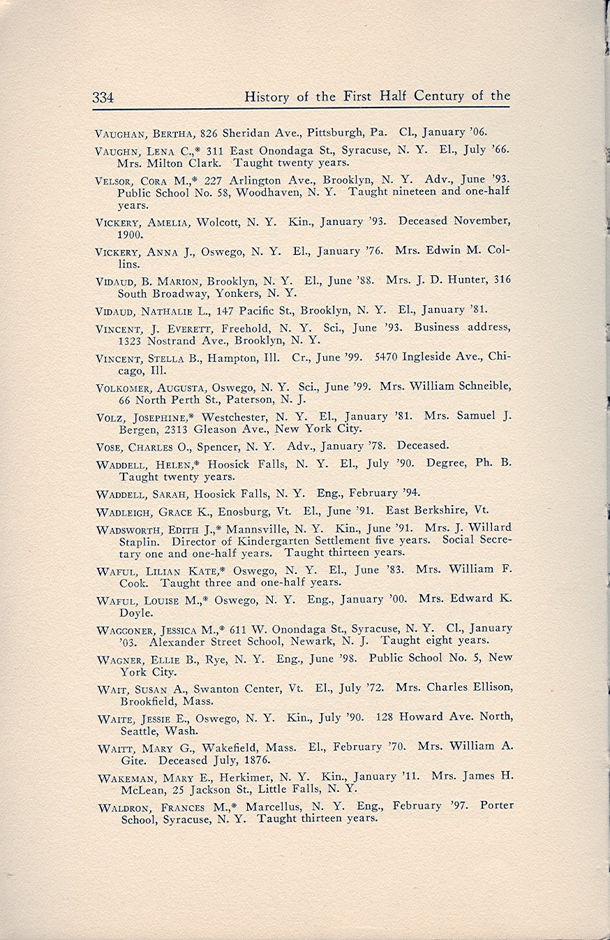 History of the First Half Century of the Oswego State Normal and Training School, 
Oswego, N.Y. - Page 343