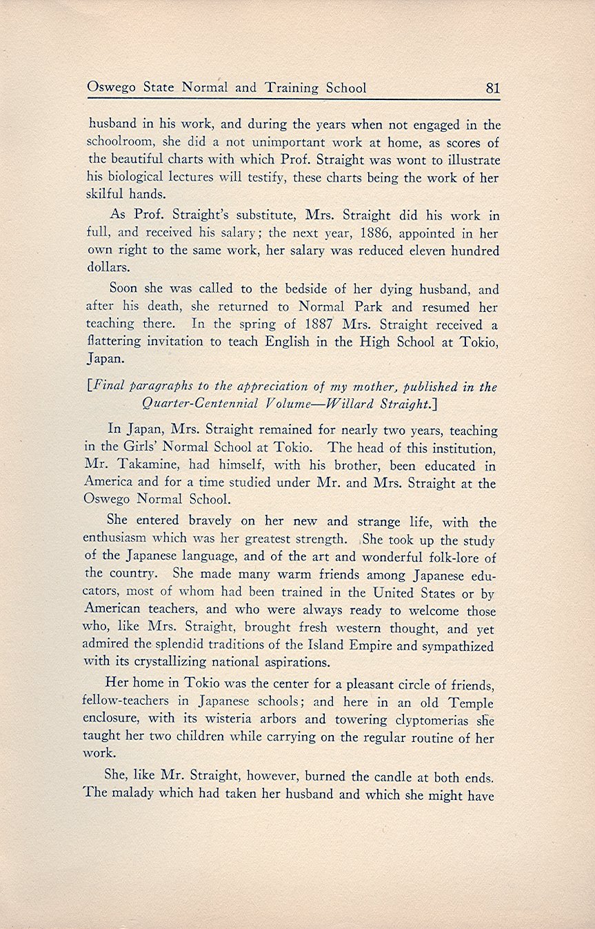 History of the First Half Century of the Oswego State Normal and Training School, 
Oswego, N.Y. - Page 86