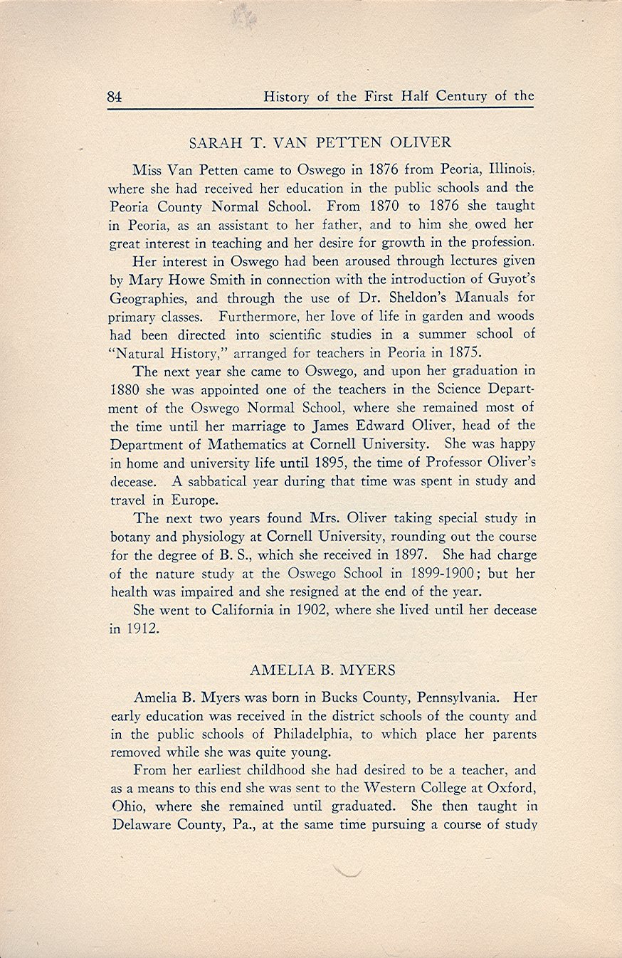 History of the First Half Century of the Oswego State Normal and Training School, 
Oswego, N.Y. - Page 89