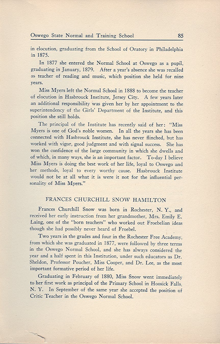 History of the First Half Century of the Oswego State Normal and Training School, 
Oswego, N.Y. - Page 90