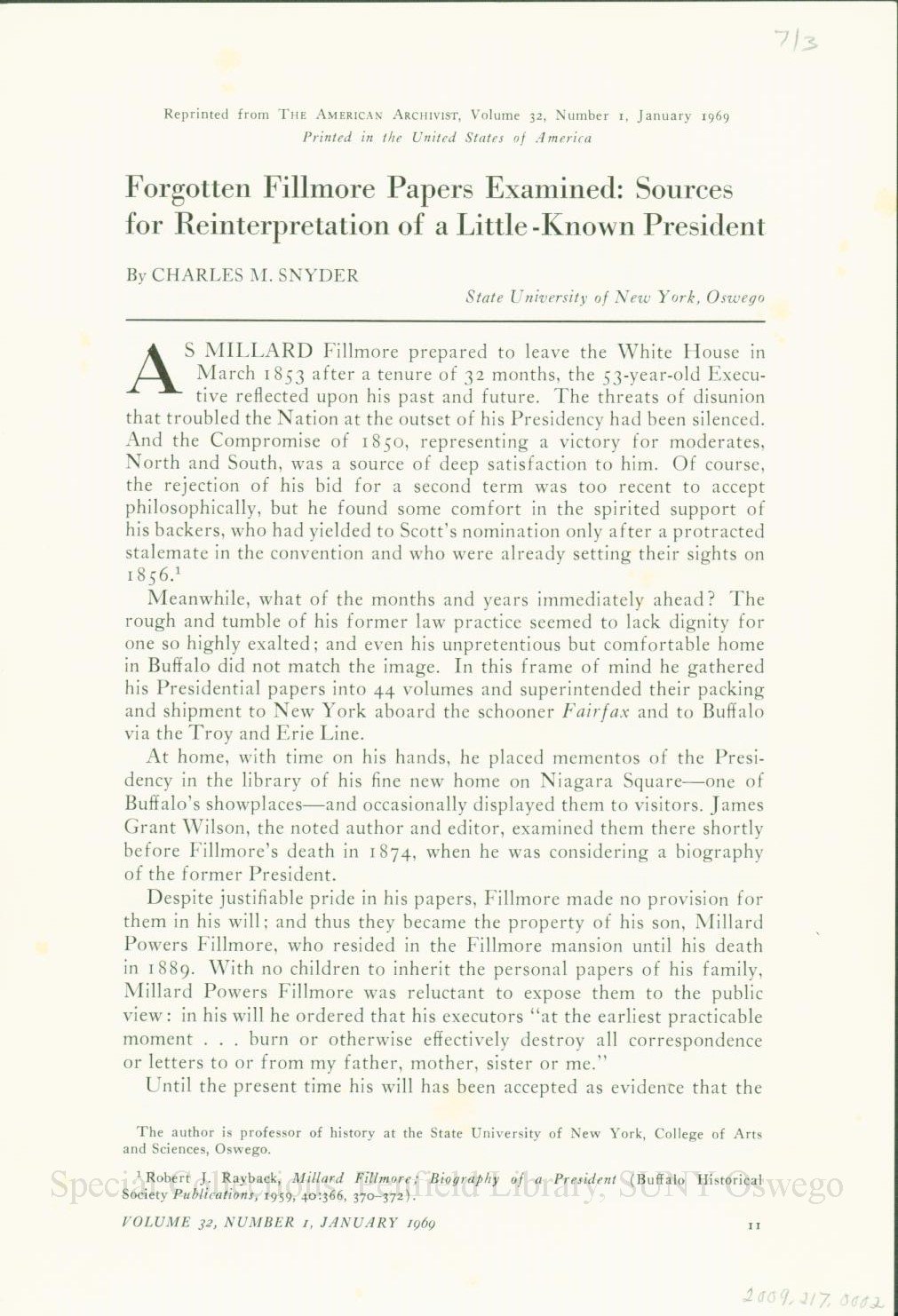 Forgotten Fillmore Papers Examined:  Sources for Reinterpretation of a Little-Known President - Forgotten Fillmore Papers . . .  page 11