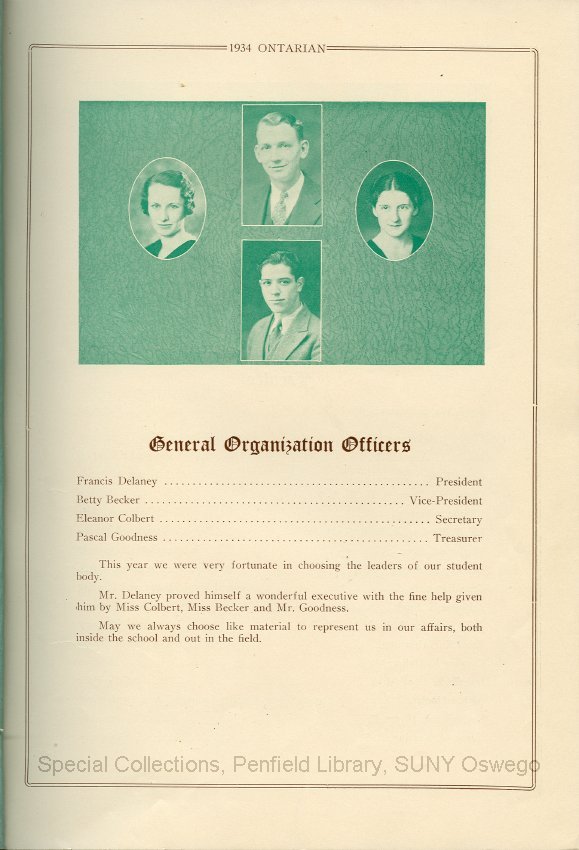 The Ontarian - Page 1.  The Ontarian of the Class of 1934