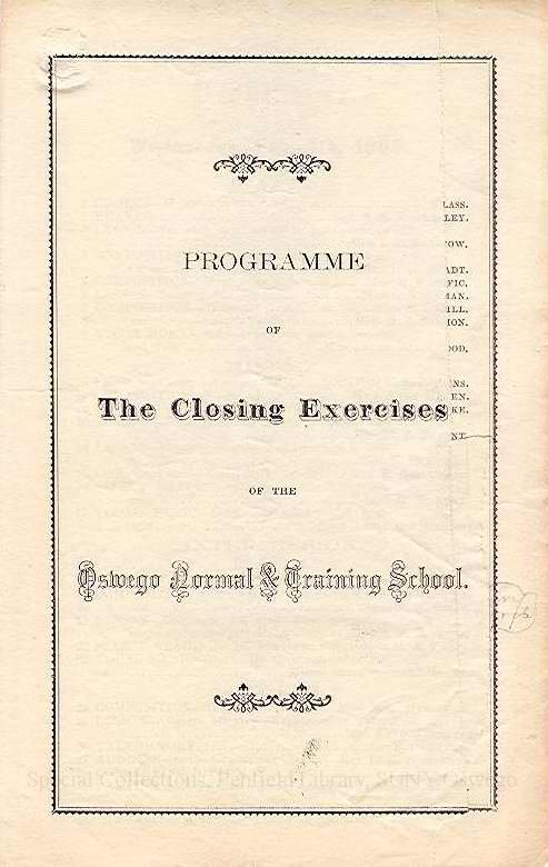 1866 Closing Exercises program of Oswego Normal & Training School - 1866 Closing Exercises Program