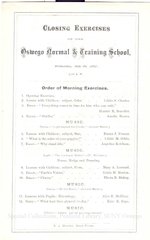 1867 Closing Exercises program of the Oswego Normal & Training School