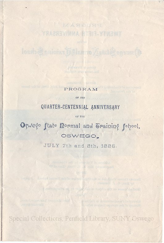 1886 Oswego State Normal & Training School Quarter-Centennial Celebration program - Commencement, July 1886