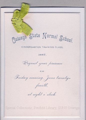 1887 Oswego State Normal School Kindergarten Training Class commencement invitation