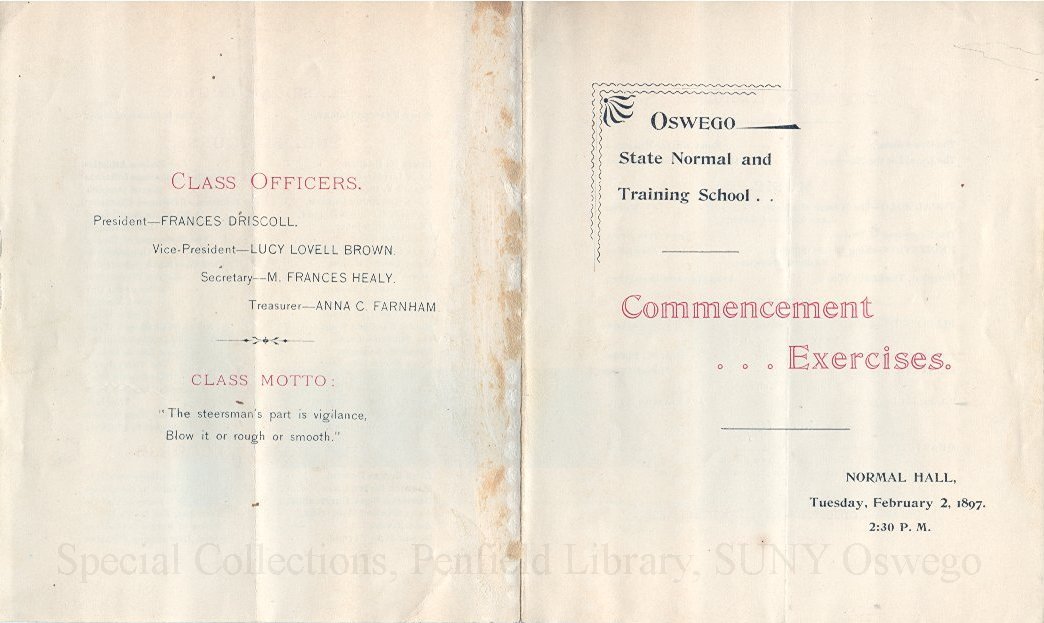 1897 Oswego State Normal and Training School Commencement . . . Excercises - 1897 Commencement