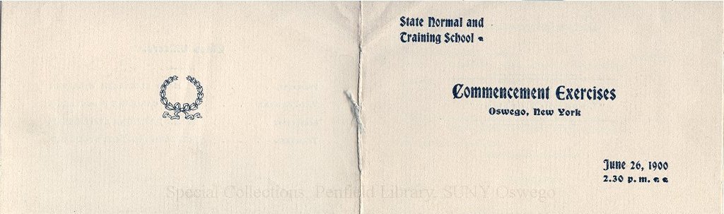 1900 State Normal and Training School Commencement Exercises program - June 1900 Commencement