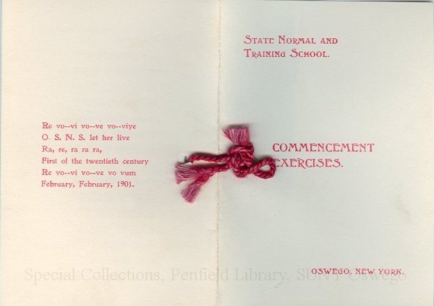 1907 Oswego State Normal &Training School Commencement Exercises program. - 1901 Commencement