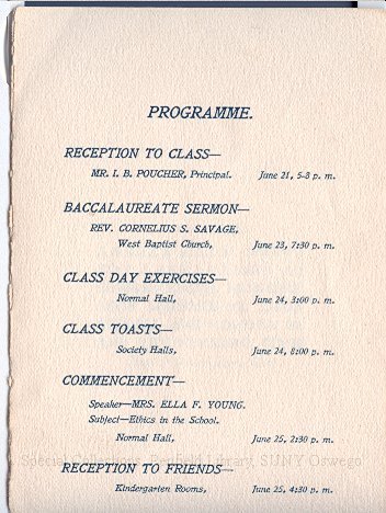 1901 Oswego State Normal & Training School Commencement invitation - 1901 Commencement