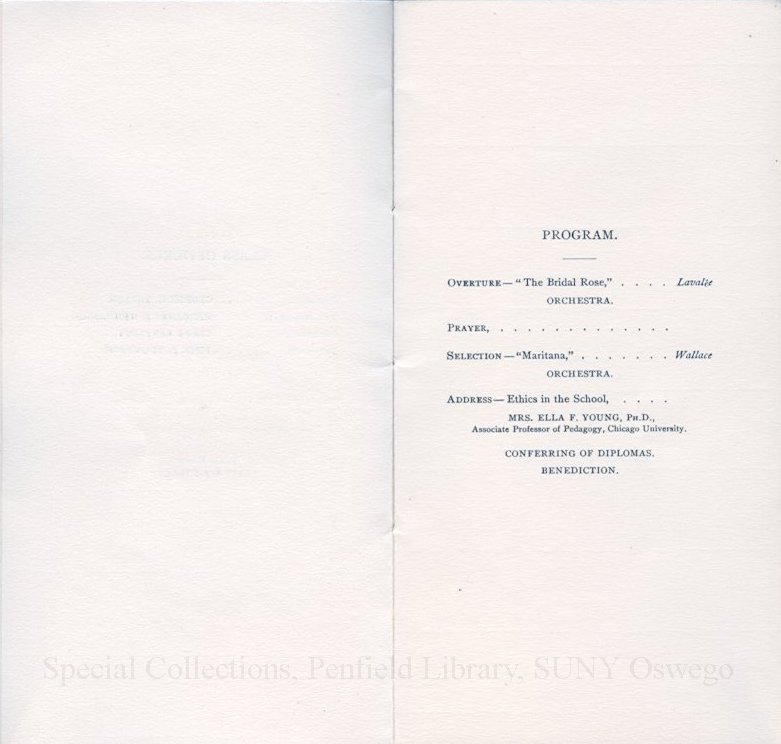 1901 Oswego State Normal and Training School commencement program - 1901 Commencement
