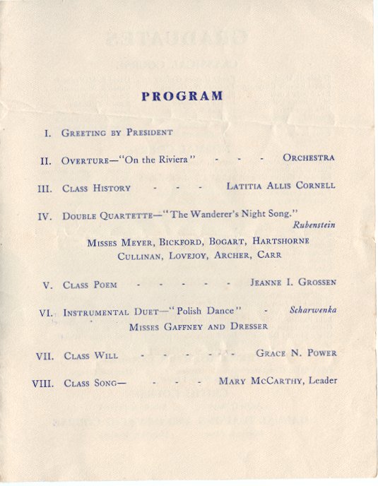 1907 Oswego State Normal &Training School Class Night Exercises program. - June 1907 Commencement