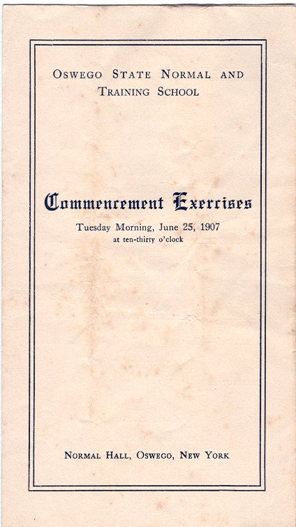1907 Oswego State Normal and Training School Commencement Exercises program - June 1907 Commencement