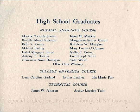 1910 Normal High School, Oswego, New York, Second Commencement program - 1910 Normal H.S. Commencement