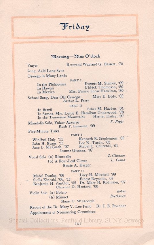 1911 Commencement of the Oswego State Normal and Training School and of the Normal High School and the Alumni Reunion program - 1911 Semi-Centennial Exercices