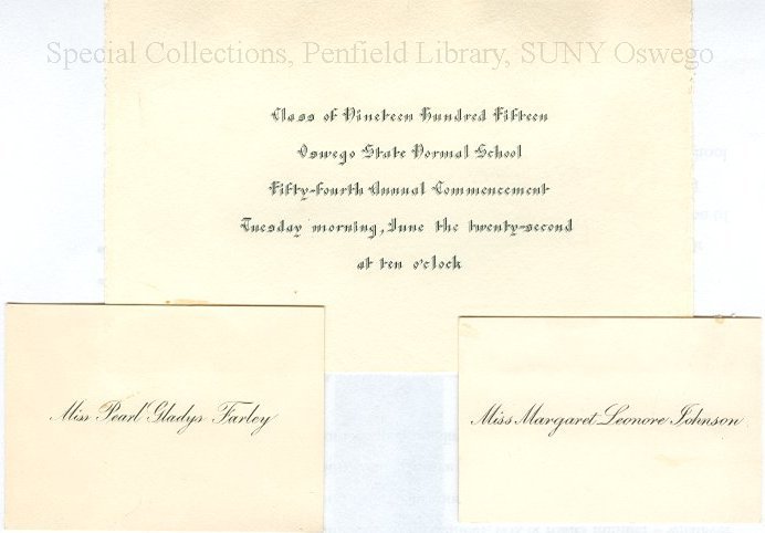 1915 Oswego State Normal School Commencement announcement