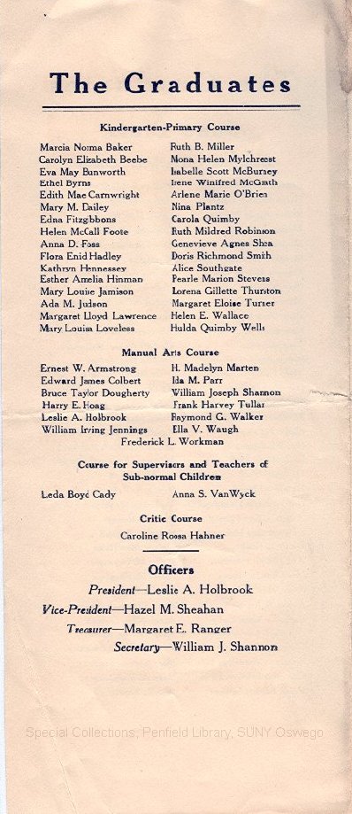 1918 Oswego State Normal and Training School Commencement program - 1918 Commencement Program