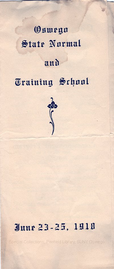 1918 Oswego State Normal and Training School Commencement program - 1918 Commencement Program