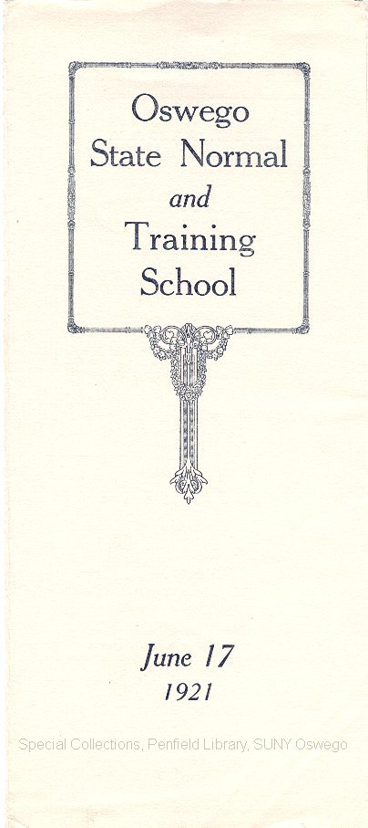 1921 Oswego State Normal & Training School Commencement program - 1921 Commencement Program
