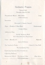 1925 Oswego Normal School Graduation Program