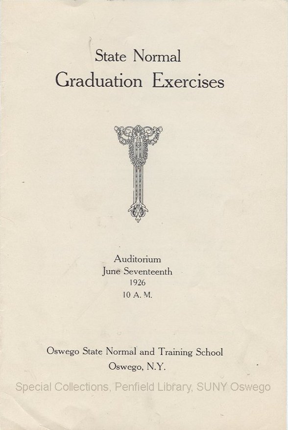 1926 Oswego State Normal School Graduation Exercises - 1926 Graduation Exercices