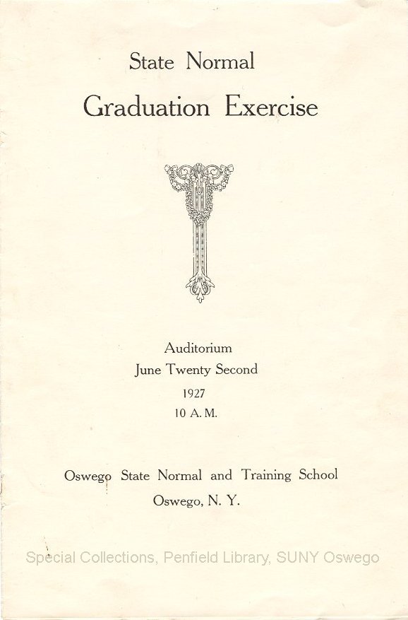 1927 State Normal Graduation Exercise program - 1927 Graduation Exercices