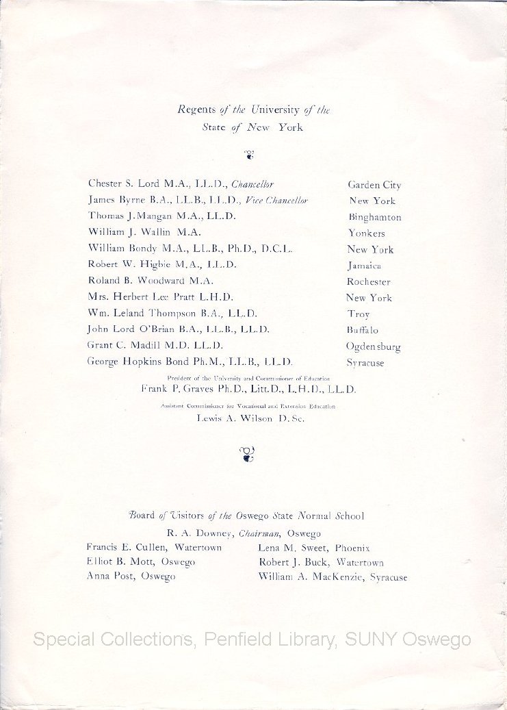 1932 Oswego State Normal School Commencement program - June 1932 Graduation Program