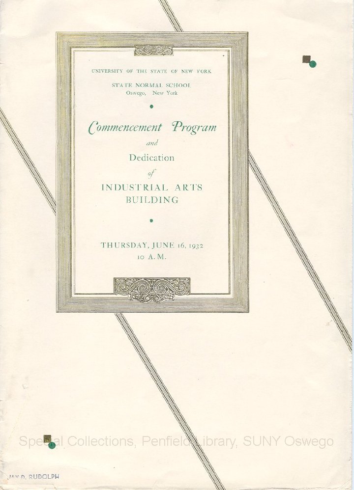 1932 Oswego State Normal School Commencement program - June 1932 Graduation Program