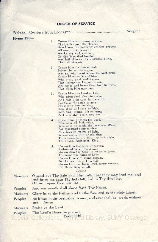 1932 Service in Honour of the Graduating Class of the State Normal School at Christ Church program - Church Service for 1932 Gradua