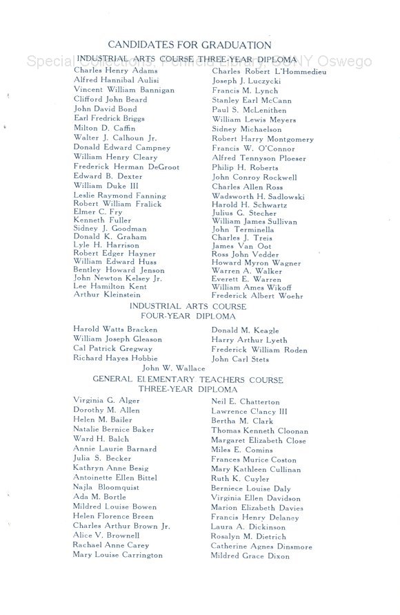 1935 Seventy-Fourth Oswego Normal School Commencement program - June 1935 Graduation Program
