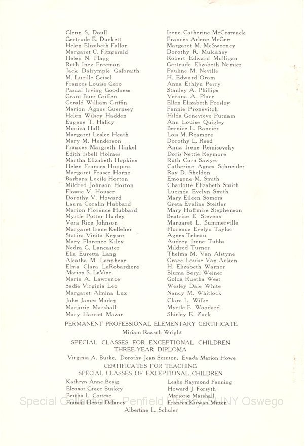 1935 Seventy-Fourth Oswego Normal School Commencement program - June 1935 Graduation Program