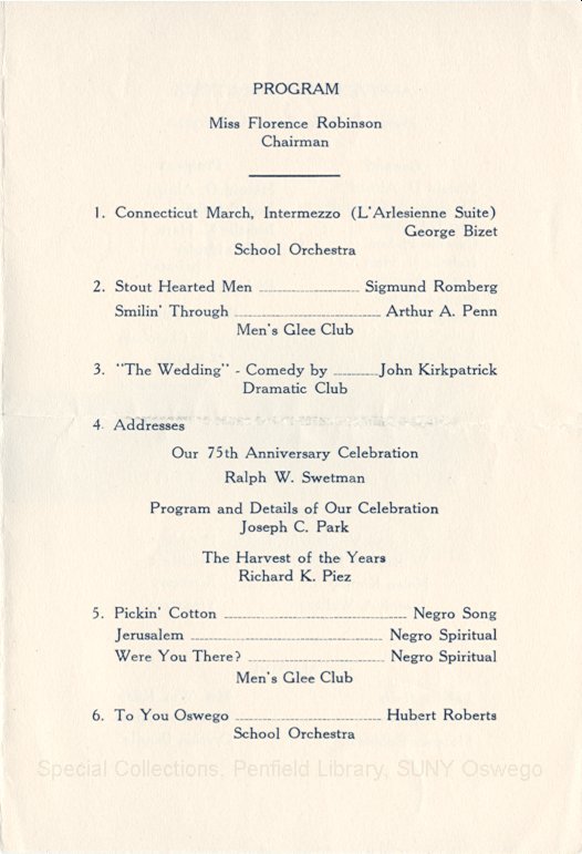 1936 Oswego State Normal School Alumni Association Oswego District Meeting program - 1936 Alumni Program
