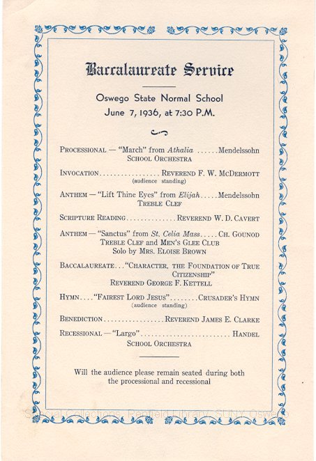 1936 Baccalaureate Service program - 1936 Baccalaureate Program
