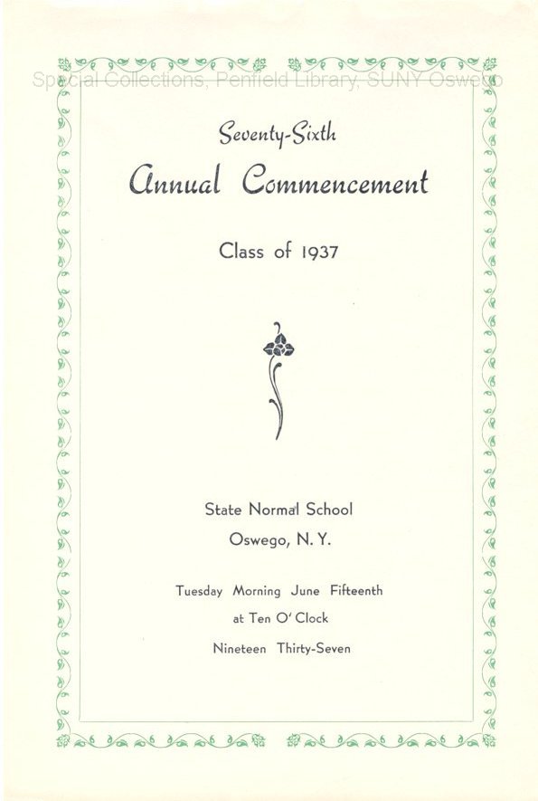 1937 Oswego State Normal School Commencement program - 1937 Commencement Program