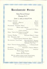 1939 Oswego State Normal School Baccalaureate Service program