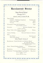 1940 Oswego State Normal School Baccalaureate Service program