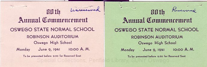 1941 Oswego Normal School Commencement program - 1941 Commencement program