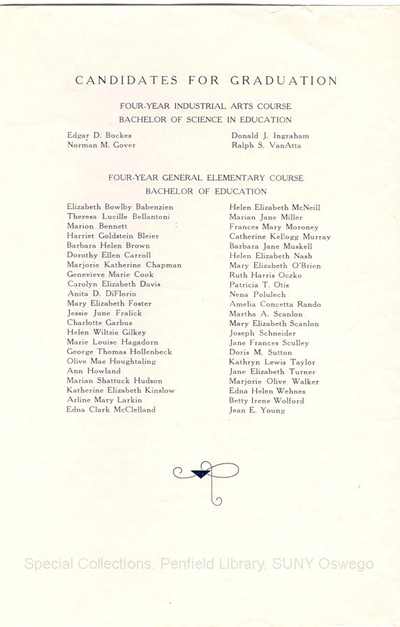 1944 Oswego State Teachers College Commencement + Baccalaureate programs - 1944 Baccalaureate program