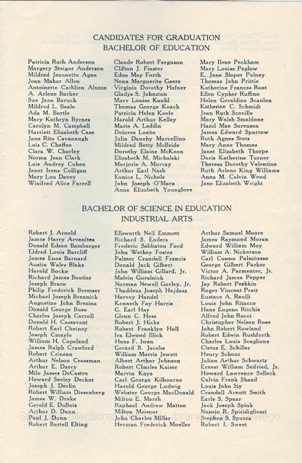 1948 Oswego State Teachers College Commencement + Baccalaureate programs - 1948 Baccalaureate program