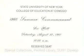1960 SUNY College of Education Summer Commencement program + invitation - 1960 Commencement Invitation