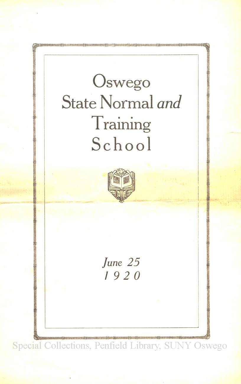 1920 Oswego State Normal & Training School Commencement program - 1920 Commencement Program