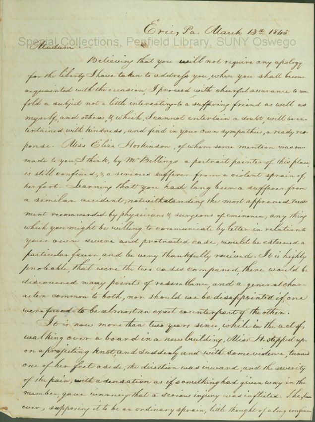 March  13, 1843 - C.F. Perkins to Abigail Fillmore.1 - March  13, 1843 - C.F. Perkins to Abigail Fillmore.1