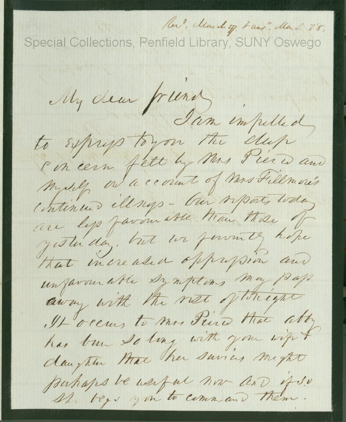 President Pierce to Millard Fillmore.  March 27, 1853 - President Pierce to Millard Fillmore.  March 27, 1853