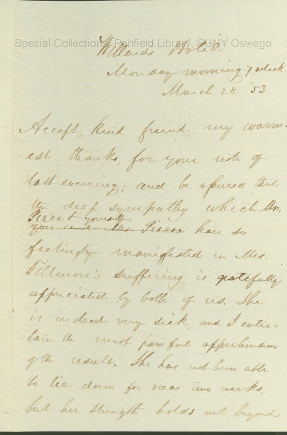 Millard Fillmore to Franklin Pierce.  March 28, 1853-1 - Millard Fillmore to Franklin Pierce.  March 28, 1853-1