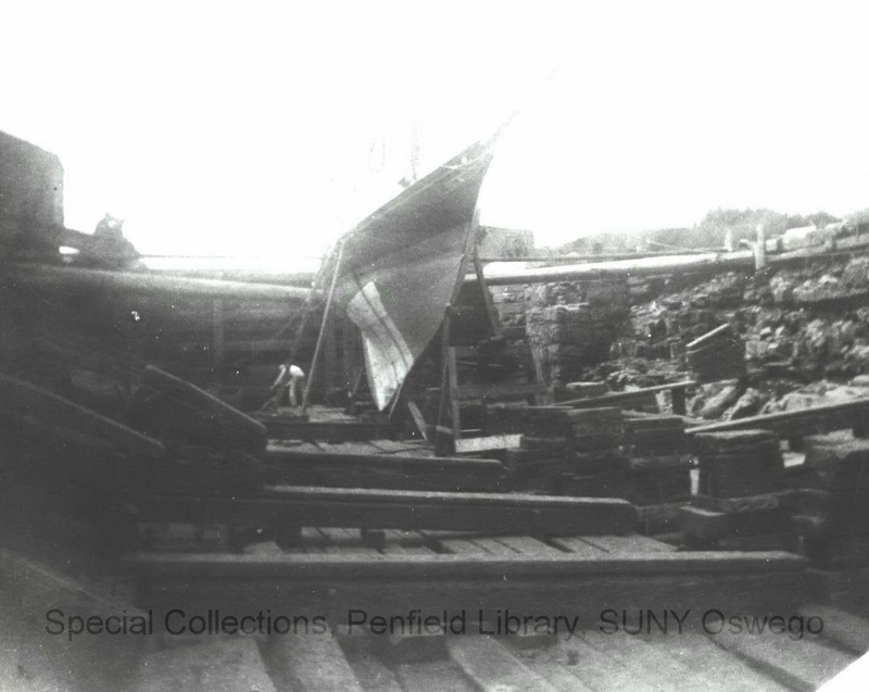 Goble Shipyard; boat in drydoc